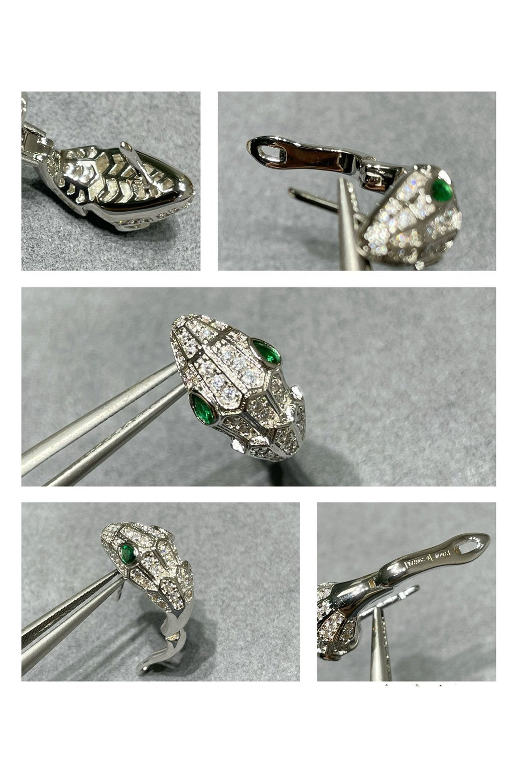 BVLGARI BVL SILVER DIAMOND SMALL SERPENT EARRINGS