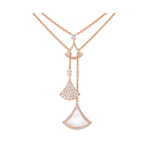 BVLGARI DREAM DOUBLE CHAIN PINK GOLD NECKLACE