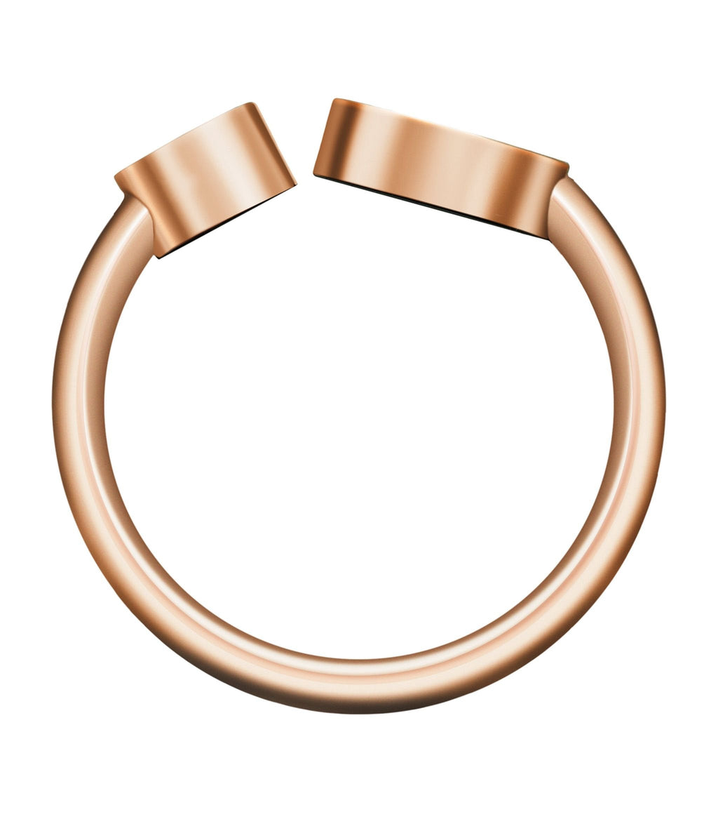 CHOPARD HAPPY HEART ONYX RING PINK GOLD