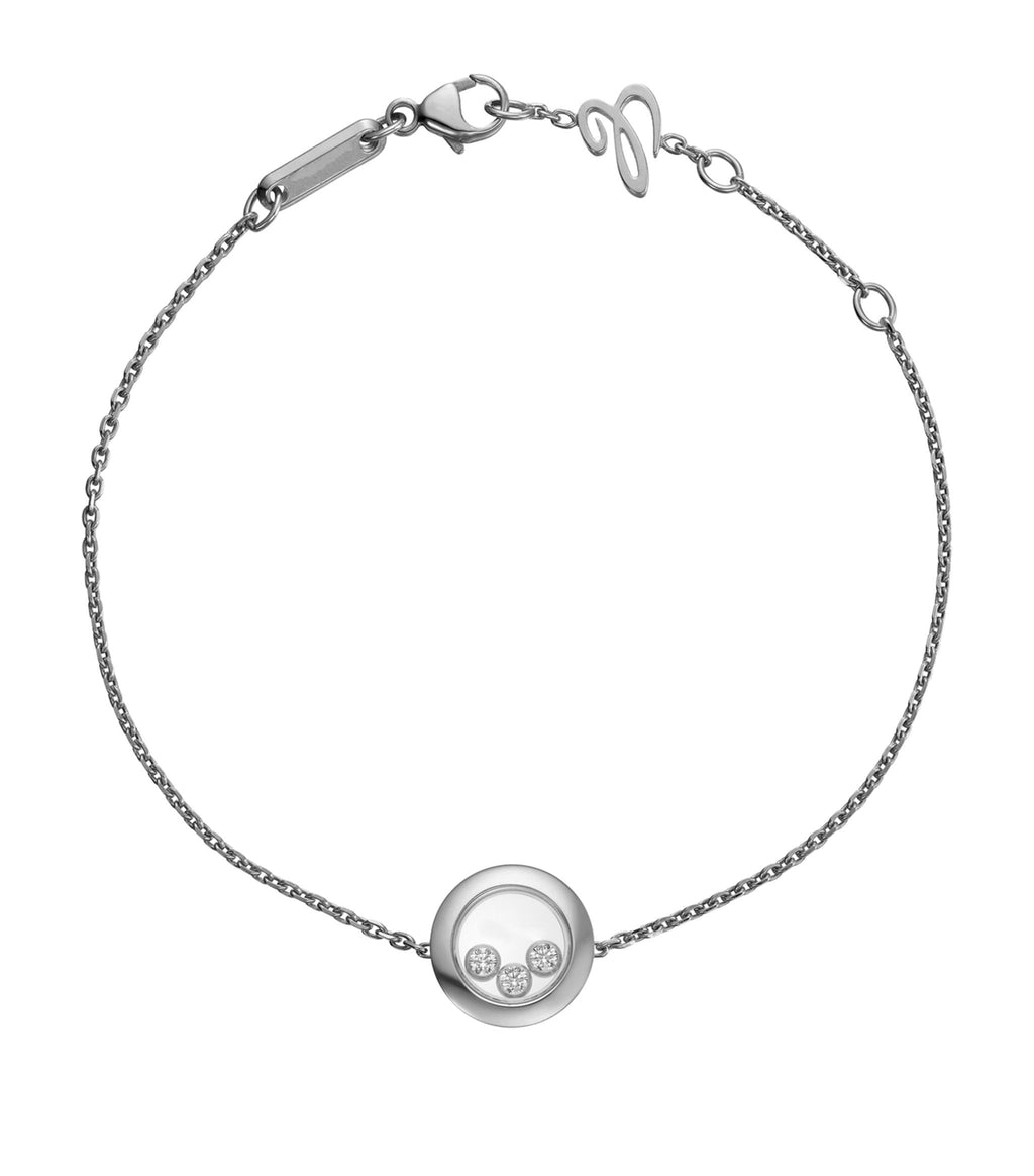 CHOPARD HAPPY HEART BRACELET SILVER 3 DIAMOND