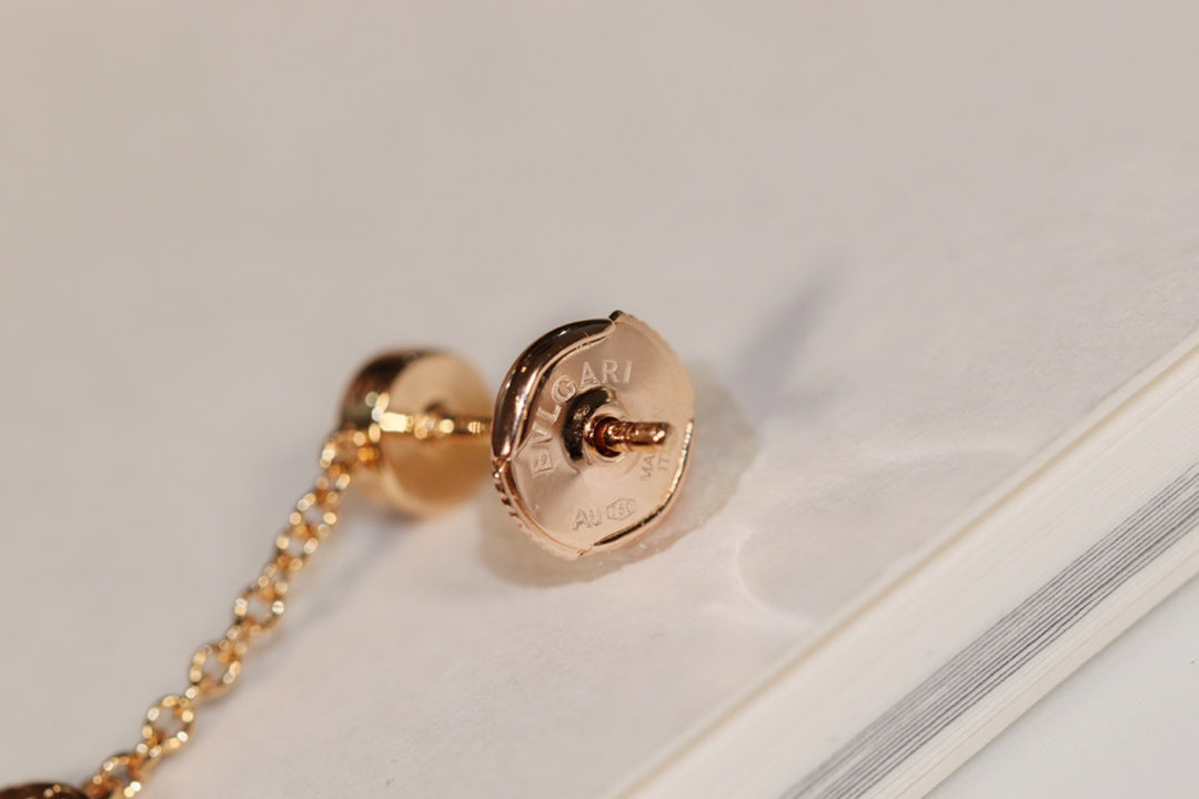 BVLGARI BVL EARRINGS DROP WHITE PINK GOLD