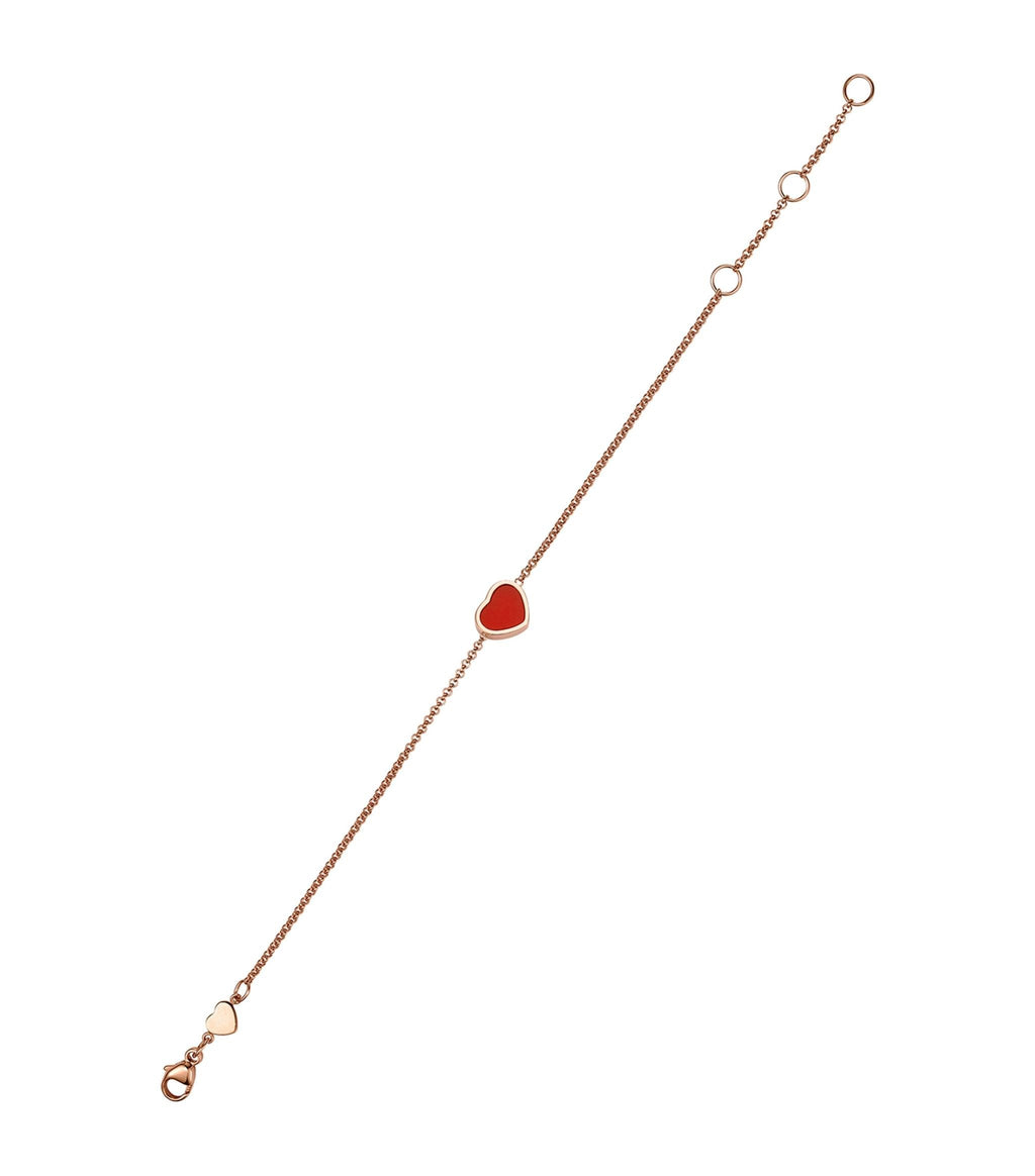 CHOPARD HAPPY HEART CARNELIAN PINK GOLD BRACELET DIAMOND