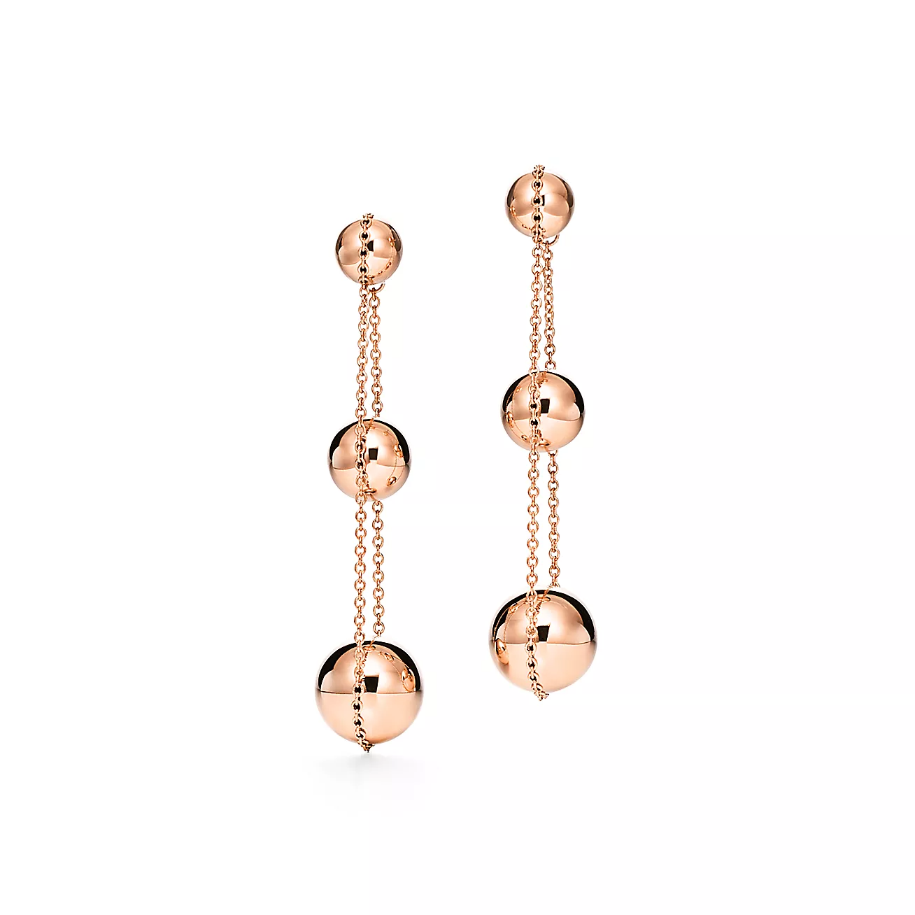 TIFFANY TRIPLE DROP PINK GOLD EARRINGS