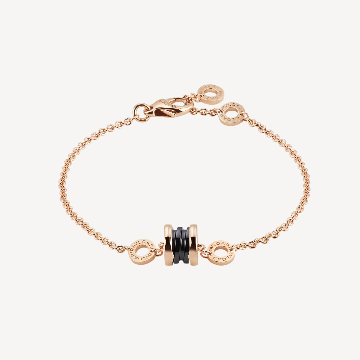 BVLGARI ZERO 1 SOFT PINK GOLD AND BLACK CERAMIC BRACELET