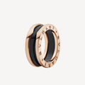 BVLGARI ZERO 1 TWO-BAND LOOPS AND BLACK CERAMIC PINK GOLD RING