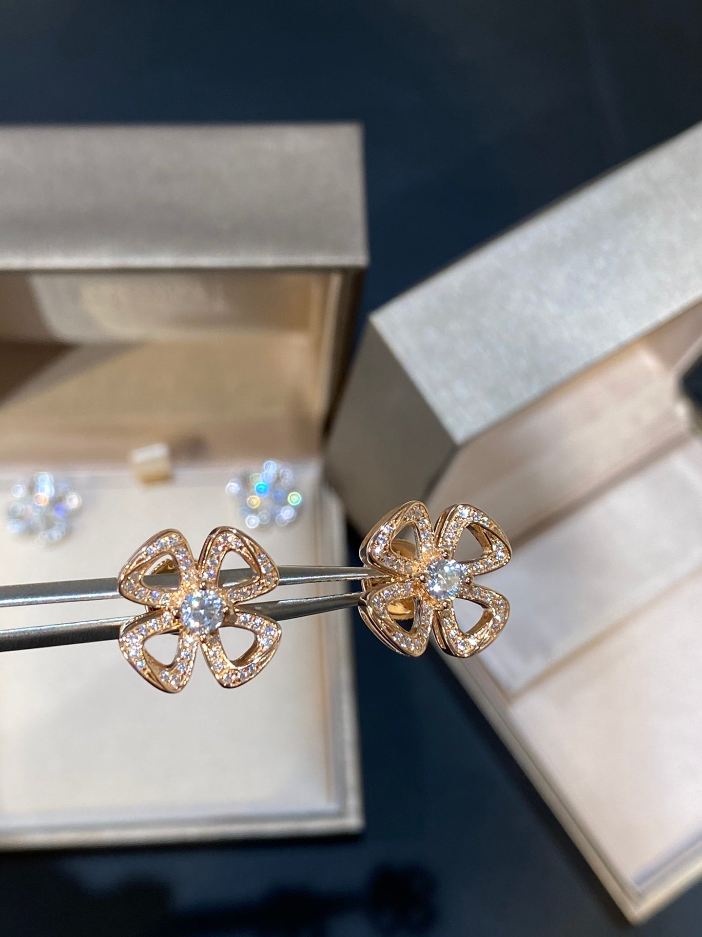 BVLGARI BVL FIOREVER DIAMOND STUD EARRINGS
