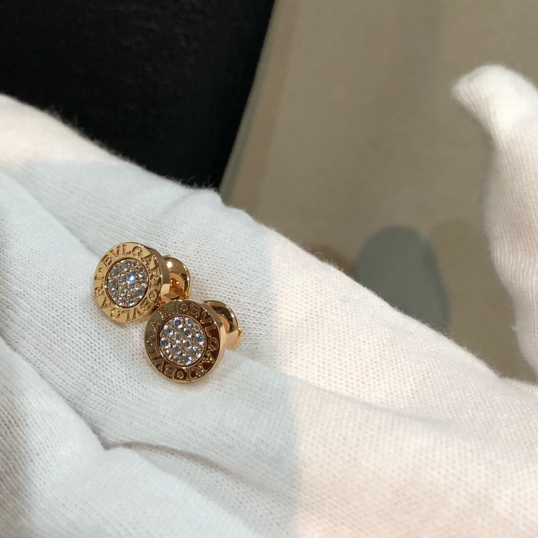 BVLGARI BVL EARRINGS CLUSTER PINK GOLD DIAMOND