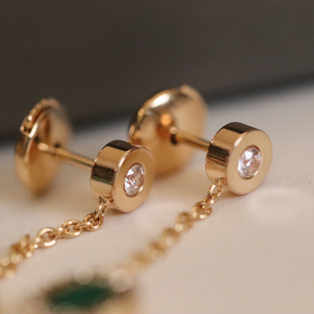 BVLGARI BVL EARRINGS DROP MALACHITE PINK GOLD