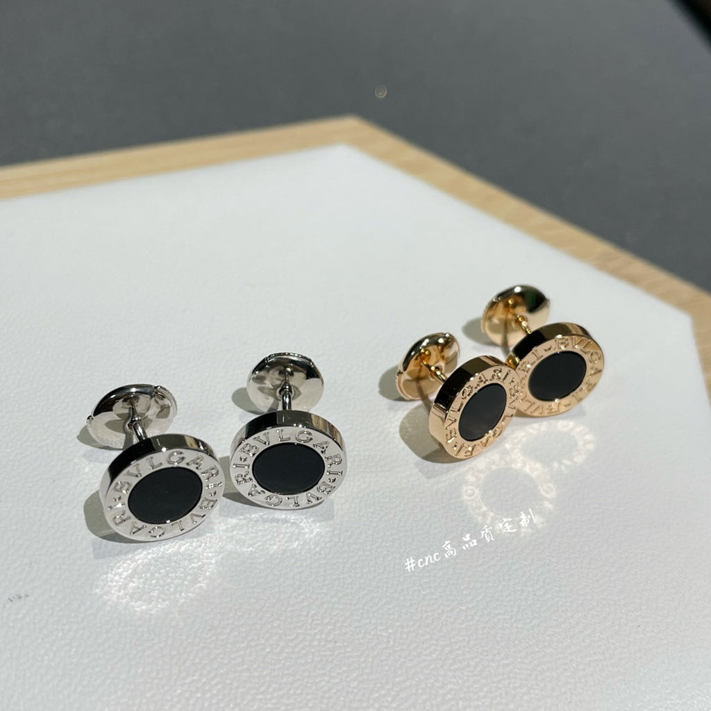 BVLGARI BVL EARRINGS CLUSTER BLACK GOLD PINK