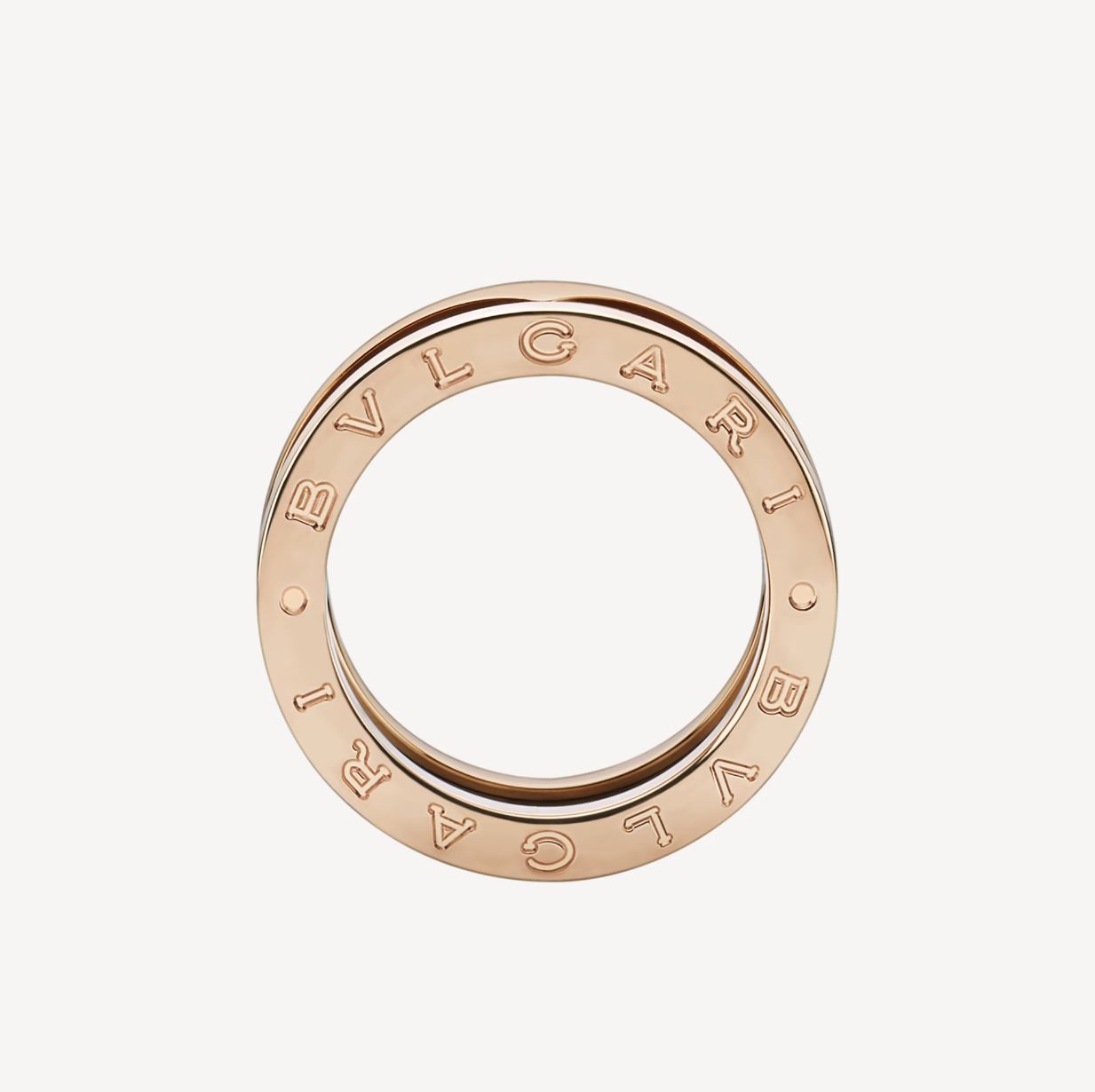 BVLGARI ZERO 1 TWO-BAND LOOPS AND BLACK CERAMIC PINK GOLD RING