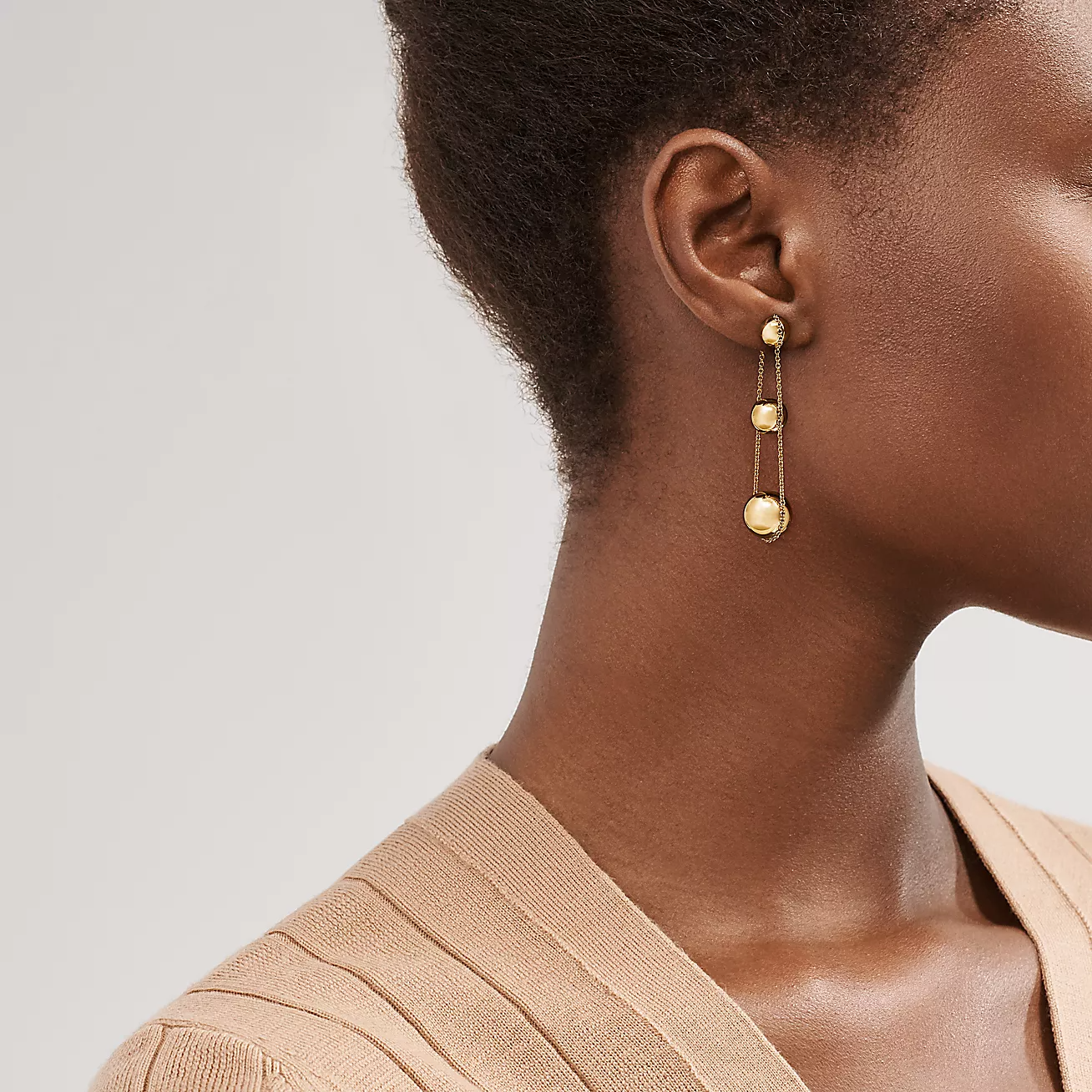 TIFFANY TRIPLE DROP GOLD EARRINGS