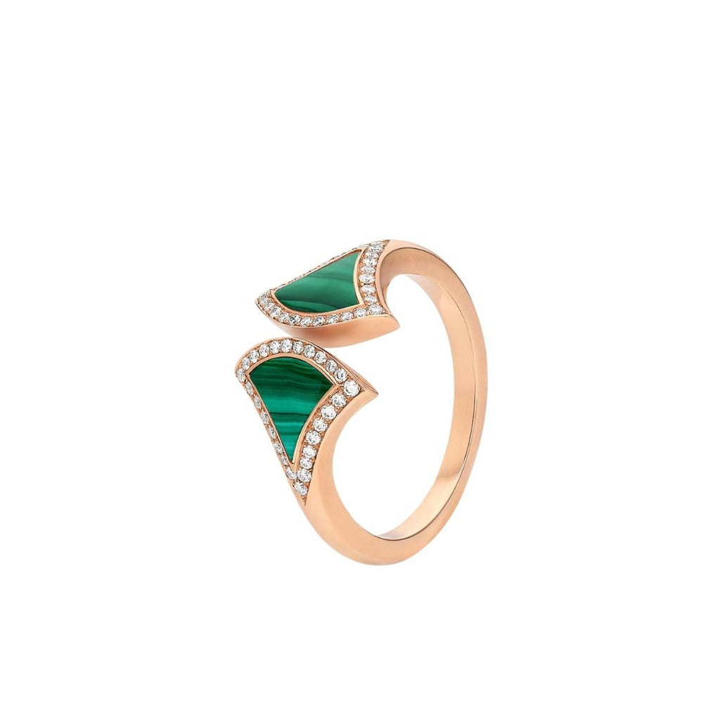 BVLGARI DREAM MALACHITE DIAMOND OPEN RING