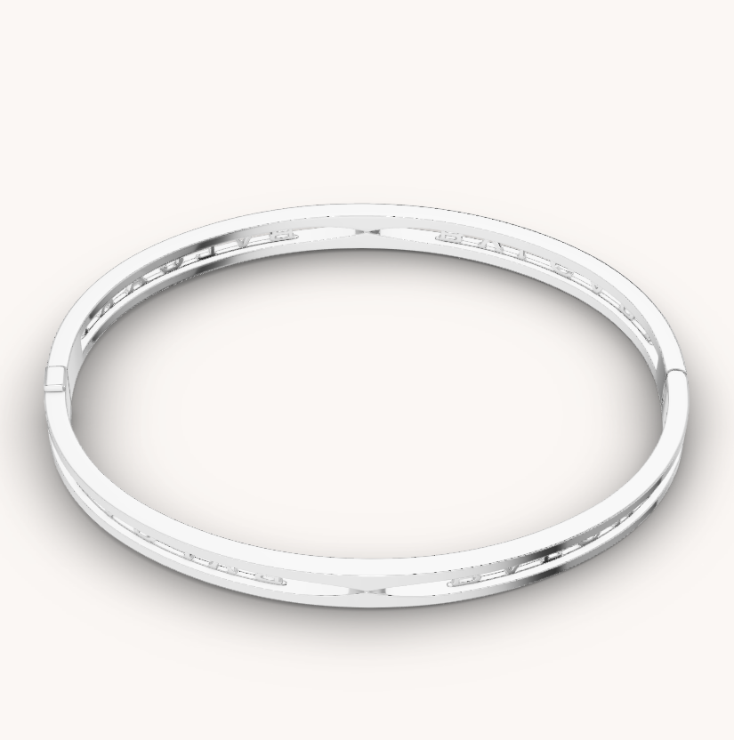BVLGARI ZERO 1 SPIRAL LOGO SILVER BRACELET