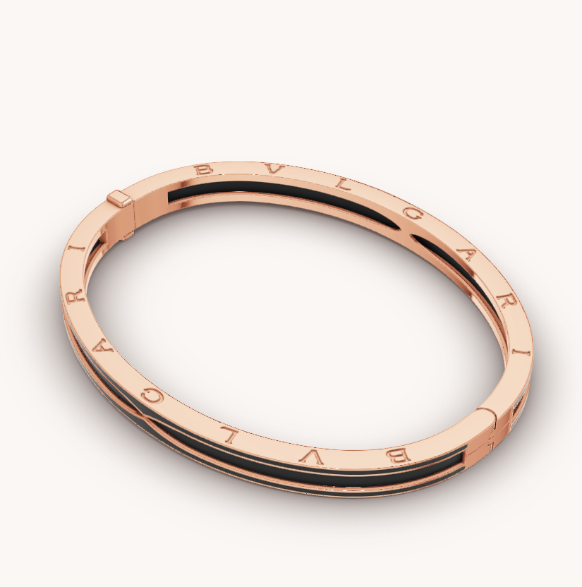 BVLGARI ZERO 1 PINK GOLD WITH MATTE BLACK CERAMIC BRACELET