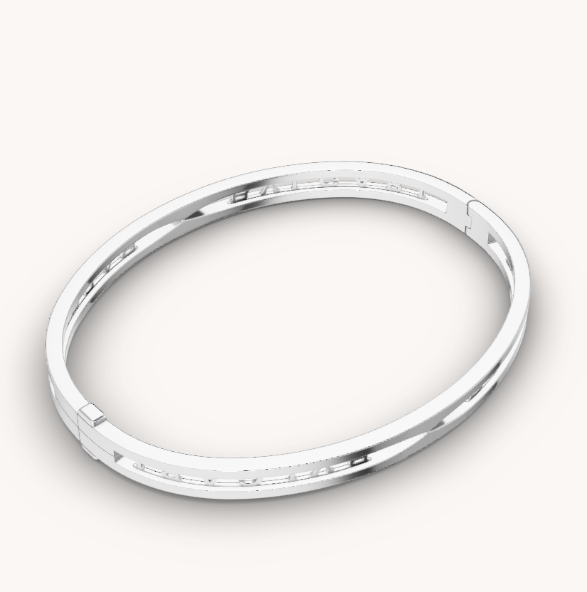BVLGARI ZERO 1 SPIRAL LOGO SILVER BRACELET