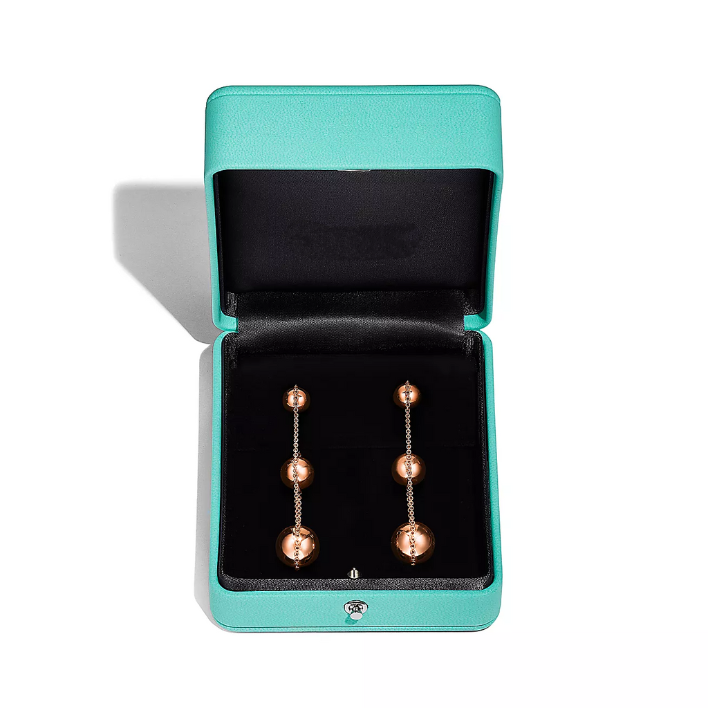 TIFFANY TRIPLE DROP PINK GOLD EARRINGS