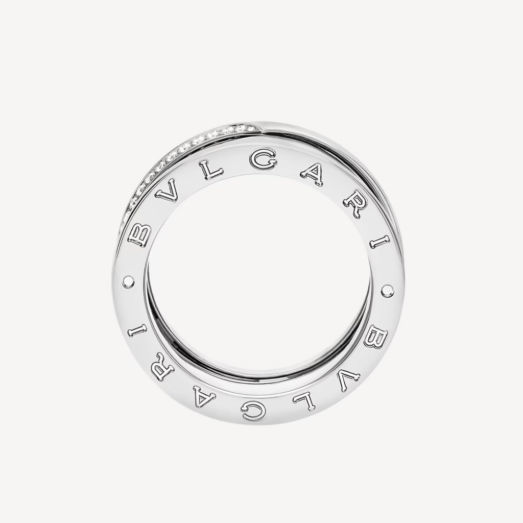 BVLGARI ZERO 1 THREE-BAND WITH DEMI-PAVED DIAMONDS ON THE EDGES RING