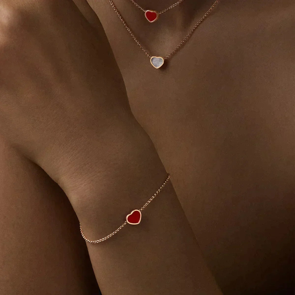 CHOPARD HAPPY HEART CARNELIAN PINK GOLD BRACELET DIAMOND
