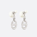 DIOR CD DROP PEARL TRIBALES EARRINGS SILVER