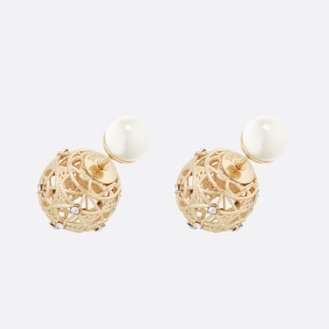 DIOR CD TRIBALES PEARL GOLD DIAMOND EARRINGS