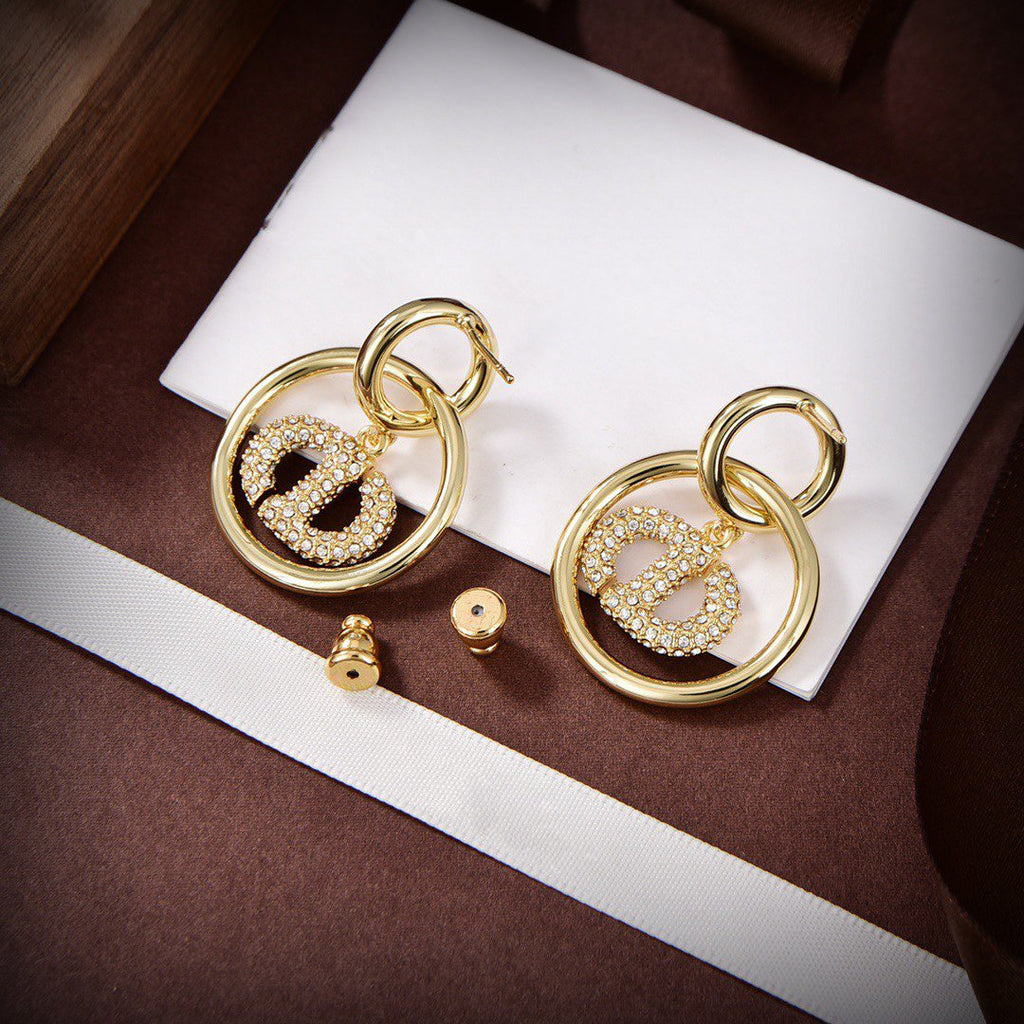 DIOR CD DROP GOLD DIAMOND EARRINGS