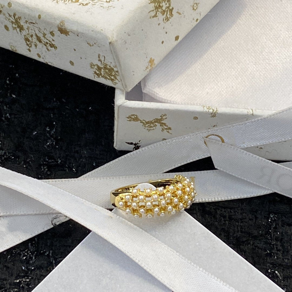 DIOR CD RING PEARL GOLD