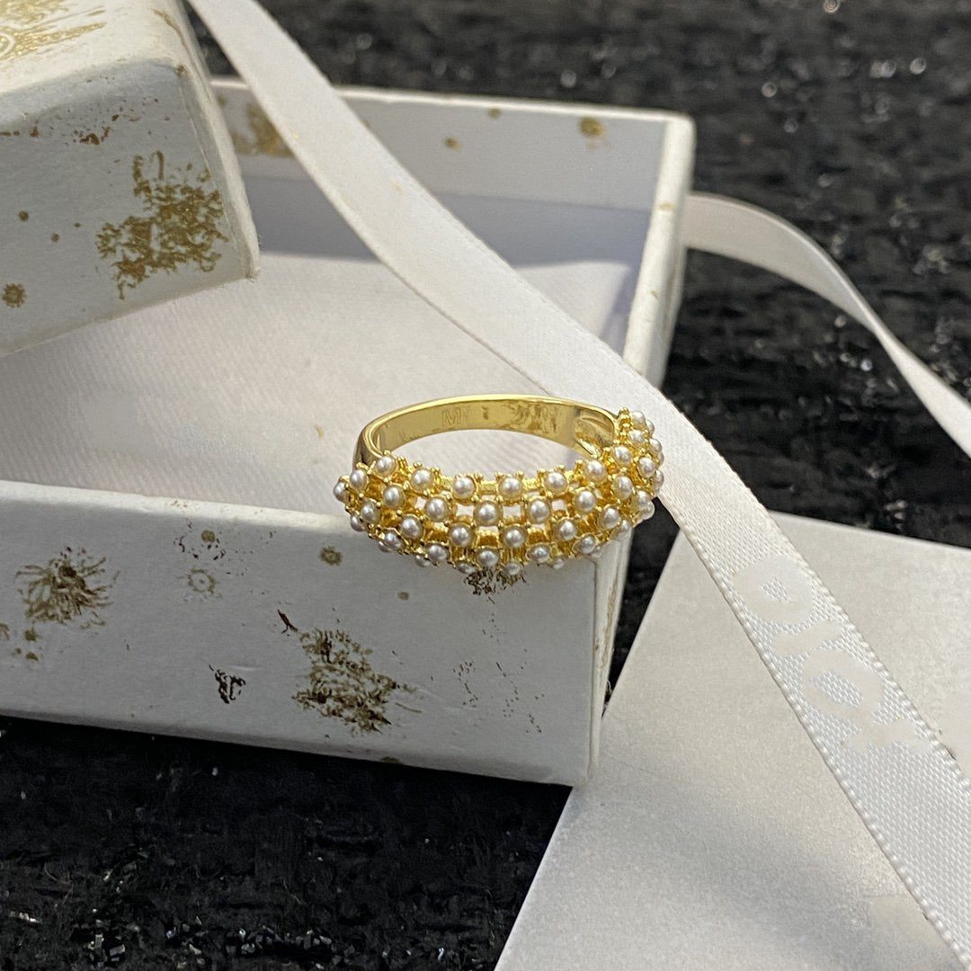DIOR CD RING PEARL GOLD