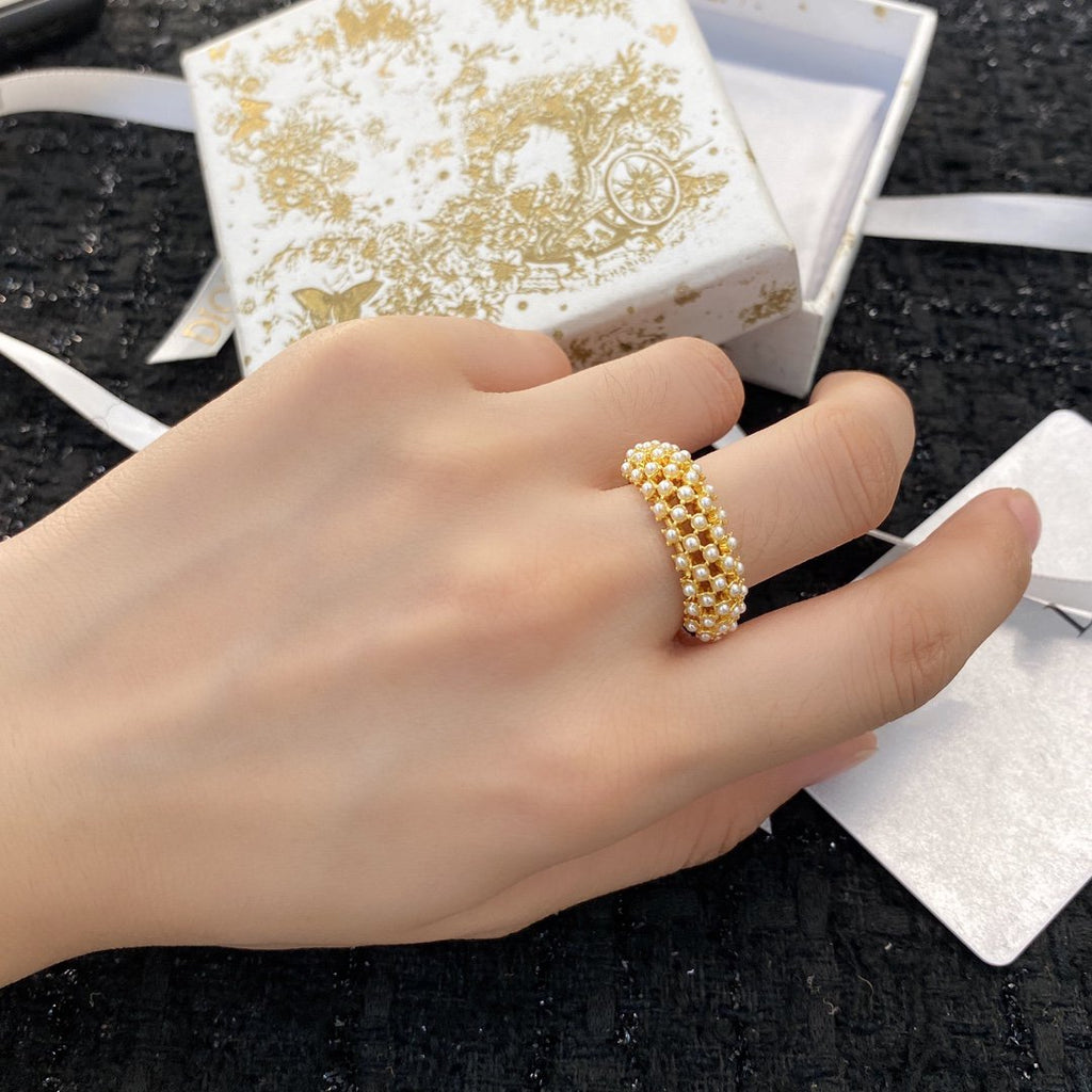 DIOR CD RING PEARL GOLD