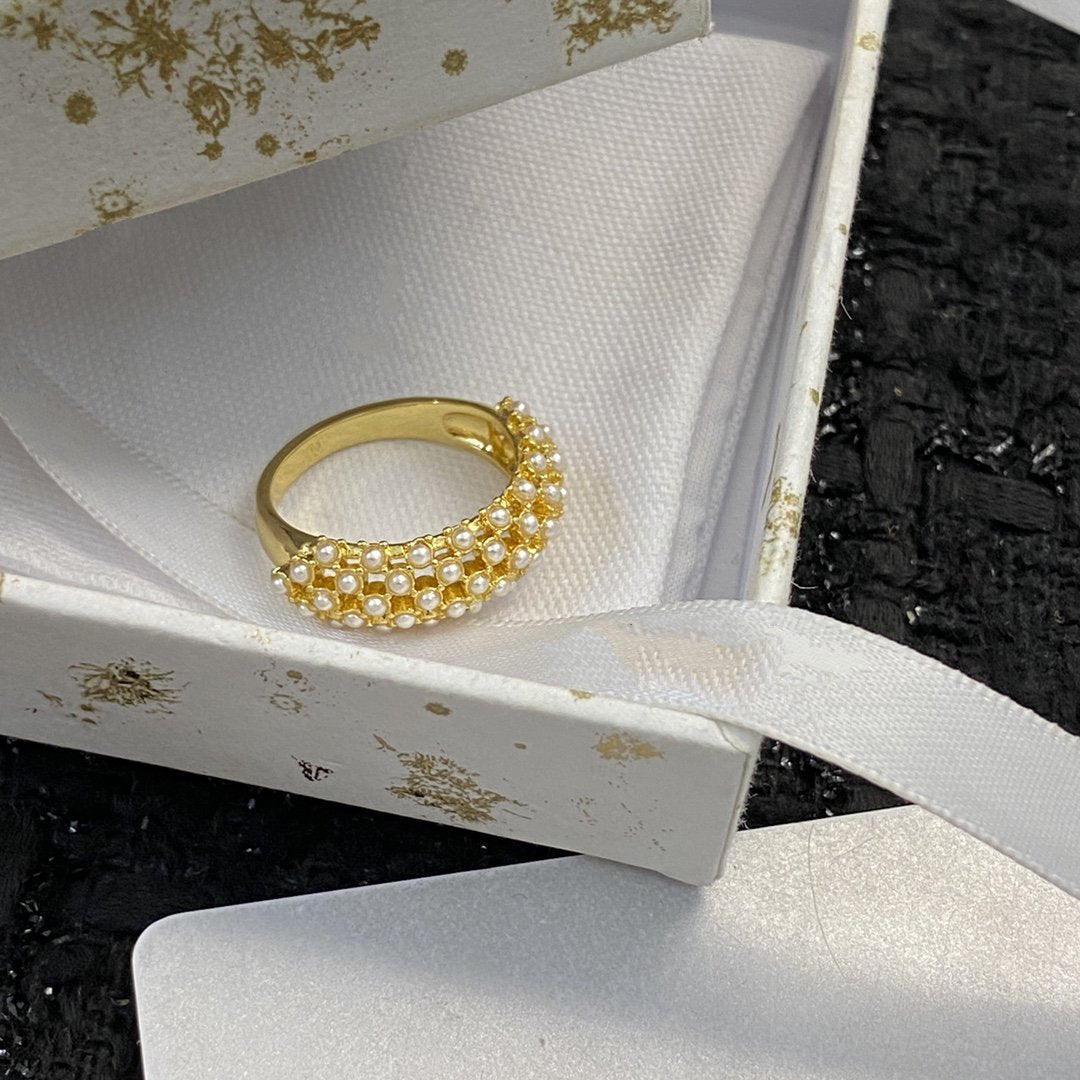 DIOR CD RING PEARL GOLD