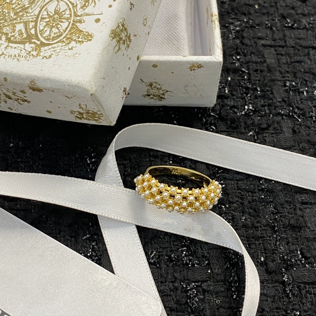 DIOR CD RING PEARL GOLD