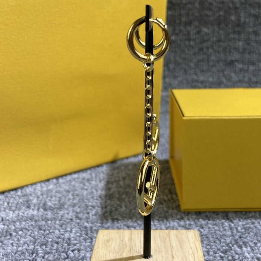 FENDI F DROP GOLD EARRINGS