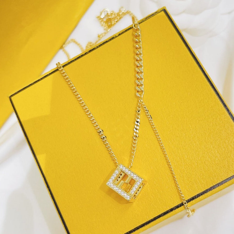 FENDI FF GOLD DIAMOND NECKLACE