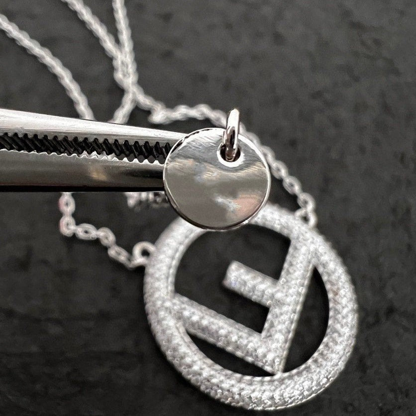 FENDI F LOGO NECKLACE FULL DIAMOND