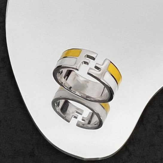 FENDI FF RING SILVER WHITE&YELLOW