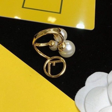 FENDI F PEARL GOLD RING