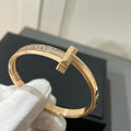 TIFFANY WIDE HINGED BANGLE PINK GOLD WITH BAGUETTE DIAMONDS