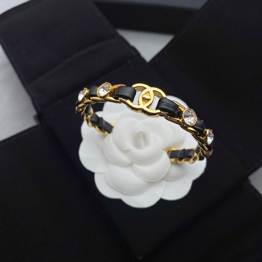 Chanel Black Rope Gold Diamond Bracelet