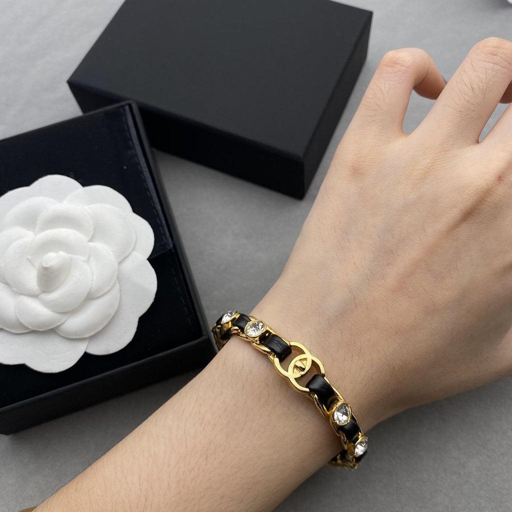 Chanel Black Rope Gold Diamond Bracelet