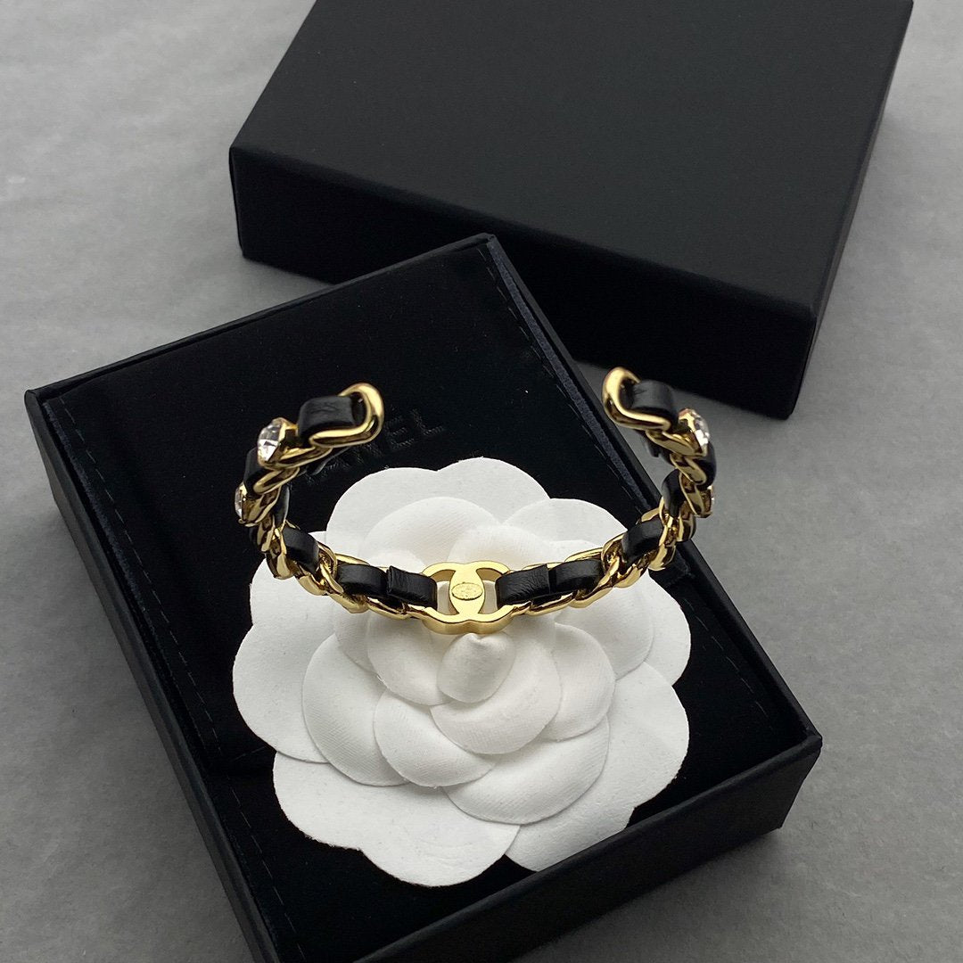 Chanel Black Rope Gold Diamond Bracelet