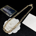Chanel Black Necklace Gold Diamond
