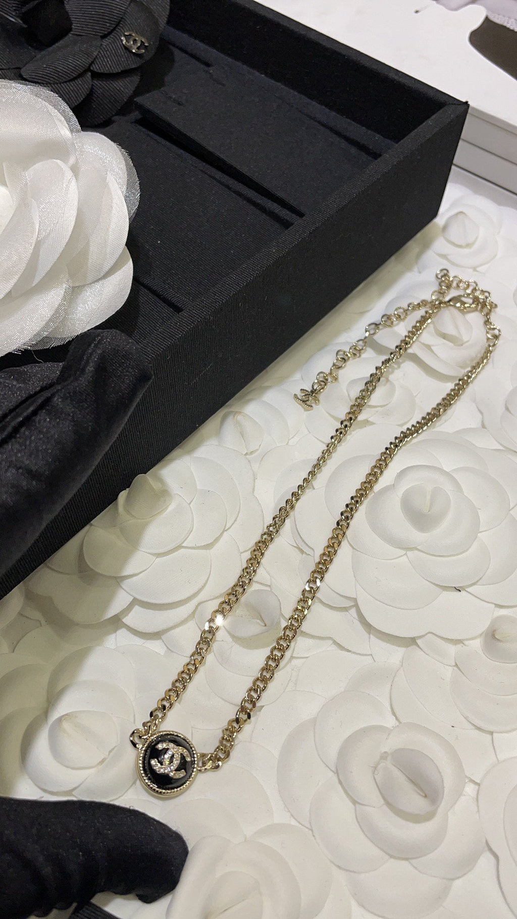 Chanel Double C Onyx Necklace Gold Diamond