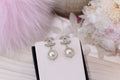 Chanel Double C Pearl Silver Diamond Earrings