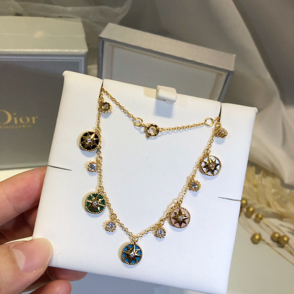 DIOR ROSE DES VENTS YELLOW GOLD NECKLACE
