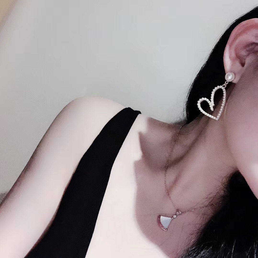 DIOR PEARL GOLD PLATED OPEN HEART EARRINGS