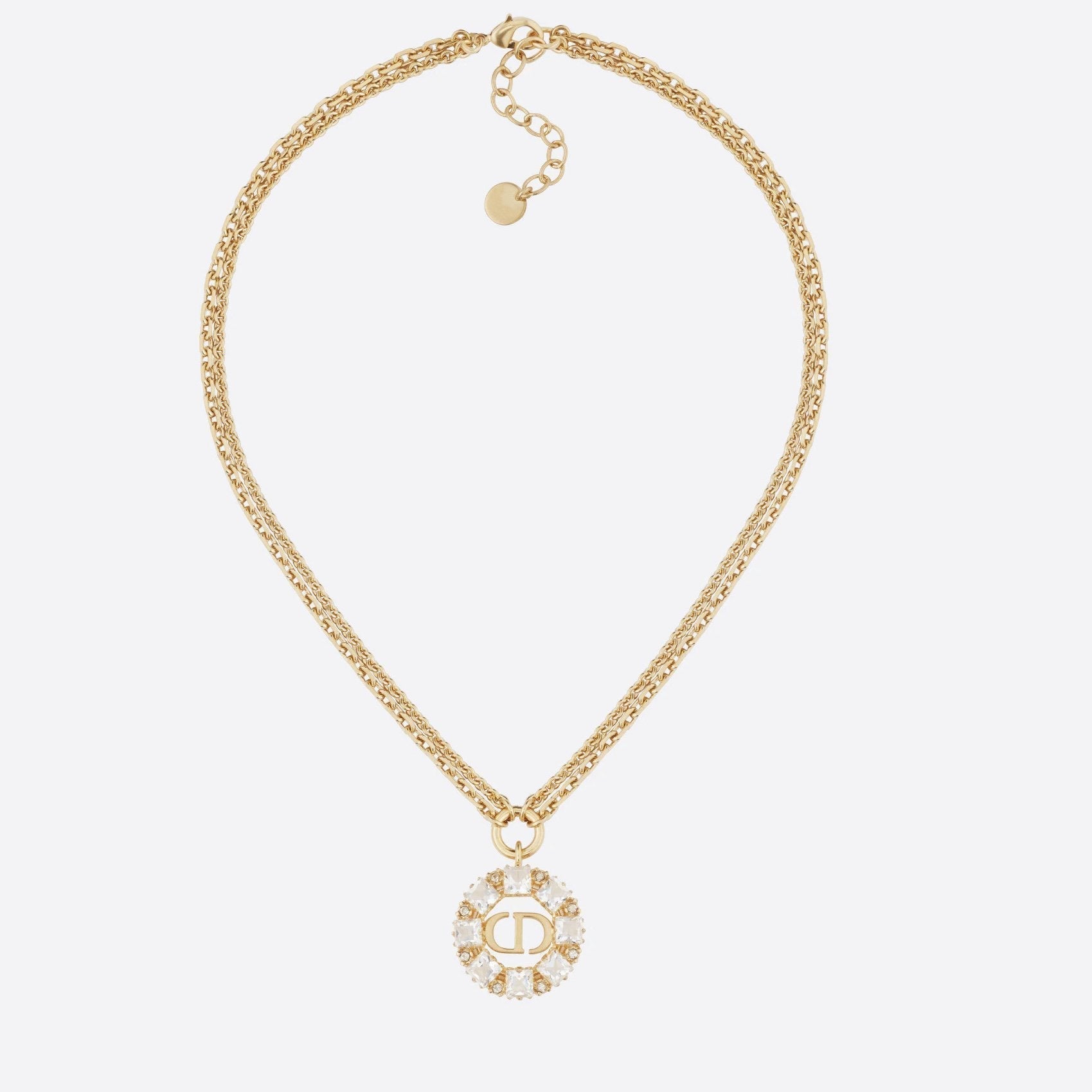 DIOR PETIT CD NECKLACE GOLD-FINISH METAL WITH WHITE AND SILVER