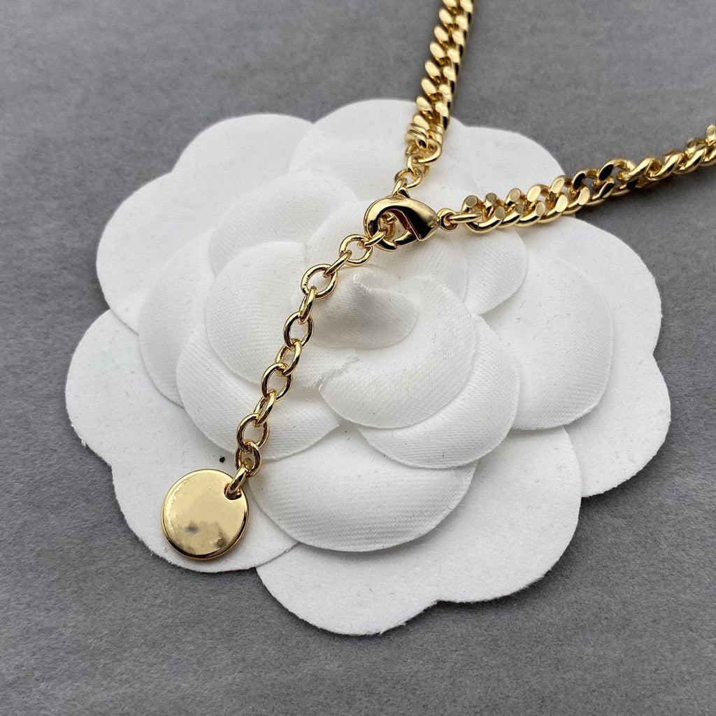 DIOR WOMEN CD NAVY NECKLACE GOLD-FINISH METAL