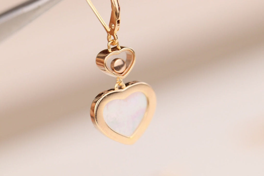 CHOPARD HAPPY HEART EARRINGS MOP PINK GOLD DIAMOND