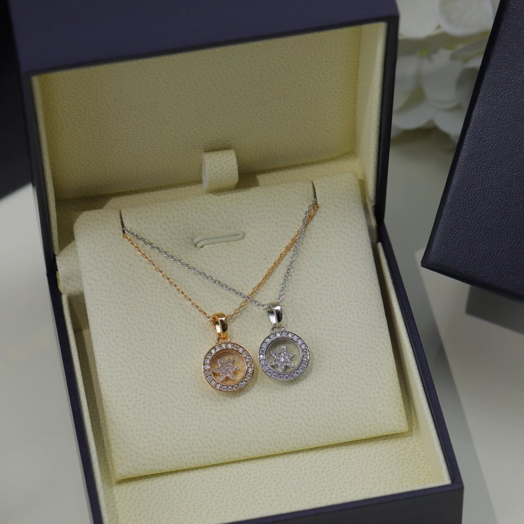 CHOPARD HAPPY HEART PEDANT DIAMOND PINK GOLD NECKLACE