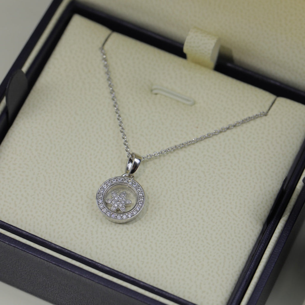 CHOPARD HAPPY HEART PEDANT DIAMOND SILVER NECKLACE