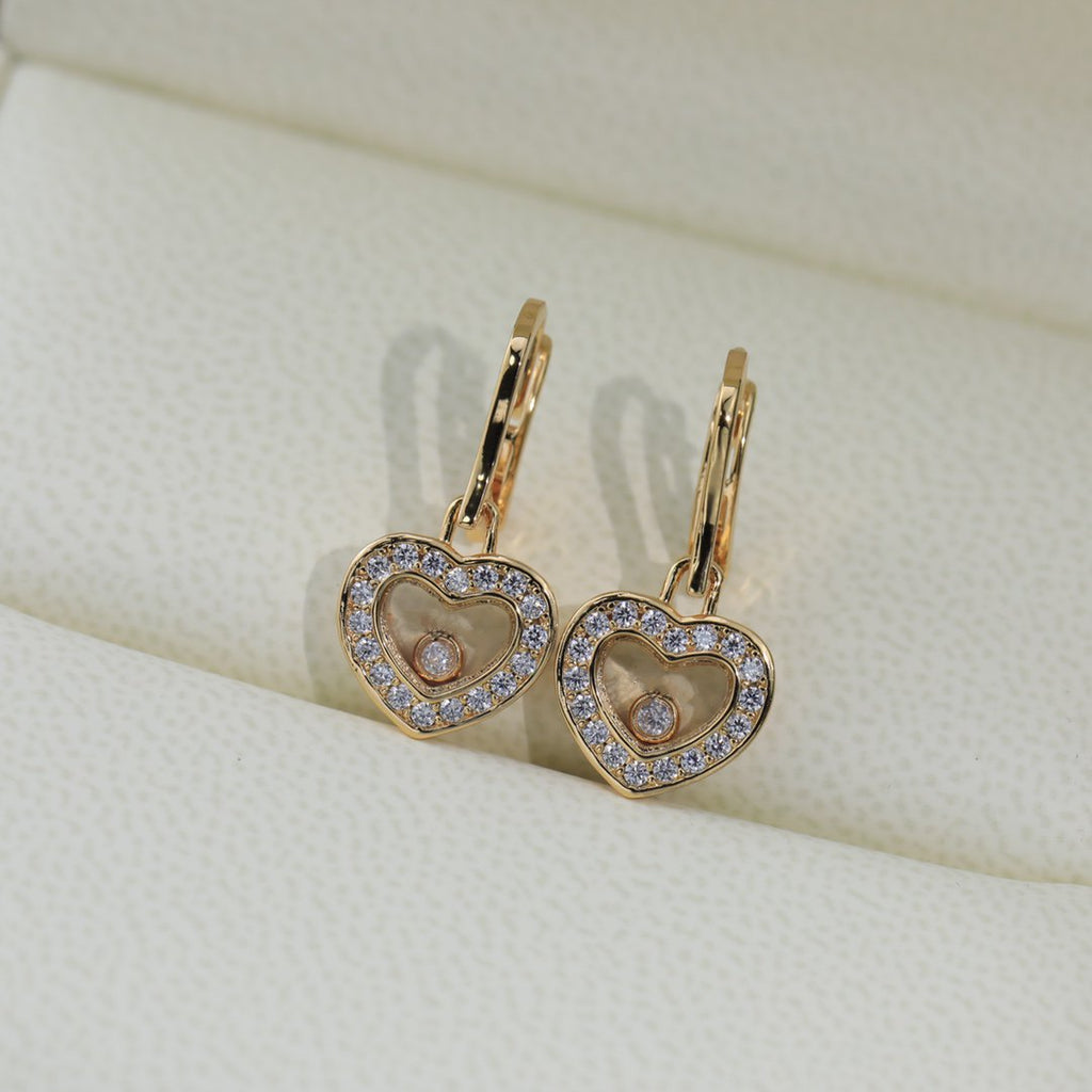 CHOPARD HAPPY HEART PINK GOLD EARRINGS DIAMOND